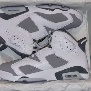 Gray and White Jordan 6 Retro Sneakers